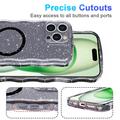 iPhone 16 Pro Wave-Edge Laser Glitter MagSafe Cover - Gennemsigtig sort