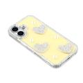 iPhone 16 Funklende Kærlighed og Perle Hybrid Cover - Gul