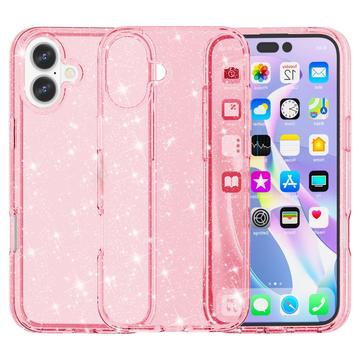 iPhone 16 Stylish Glitter Series Hybrid Cover - Pink