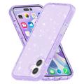 iPhone 16 Stylish Glitter Series Hybrid Cover - Lilla