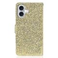 iPhone 16 Stilfuldt glitterpungetui - guld