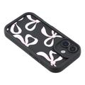 iPhone 16 Stilfuldt stødsikkert TPU cover med forhøjede kanter - sort / stor sløjfe