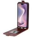iPhone 16 Vertikal Flip Taske med Kortholder - Brun