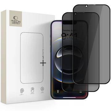 iPhone 16e/14/13/13 Pro Tech-Protect Glass Spy+ Privacy Skærmbeskyttelse Hærdet Glas - 2 stk. - Sort