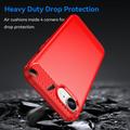 iPhone 16e Børstet TPU Cover - Karbonfiber - Rød