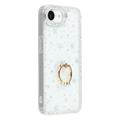 iPhone 16e CrystalGlow Hybrid Cover med Ringholder - stjerner / gennemsigtig