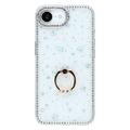 iPhone 16e CrystalGlow Hybrid Cover med Ringholder - stjerner / gennemsigtig