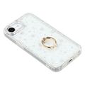 iPhone 16e CrystalGlow Hybrid Cover med Ringholder - stjerner / gennemsigtig