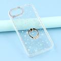 iPhone 16e CrystalGlow Hybrid Cover med Ringholder - stjerner / gennemsigtig