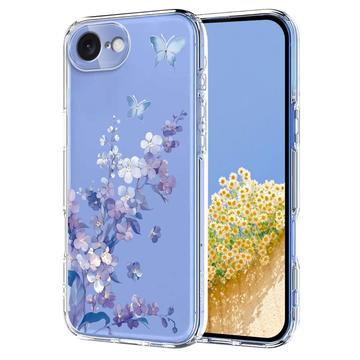 iPhone 16e TPU-cover med blomstermønster - Lilla