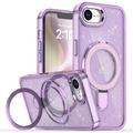 iPhone 16e Glitter Hybrid cover med kickstand - MagSafe-kompatibel - Lilla