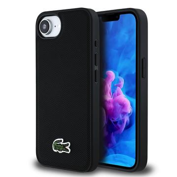 iPhone 16e Lacoste Iconic Petit Pique Woven Logo Cover - MagSafe-kompatibel - Sort