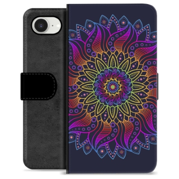 iPhone 16e Premium Flip Cover med Pung - Farverig Mandala