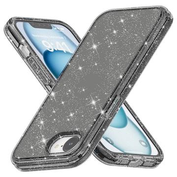 iPhone 16e Stylish Glitter Series Hybrid Cover - Sort