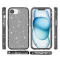 iPhone 16e Stylish Glitter Series Hybrid Cover - Sort