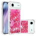 iPhone Air Glitter Quicksand TPU Cover - Lyserøde hjerter
