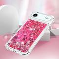 iPhone Air Glitter Quicksand TPU Cover - Lyserøde hjerter