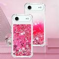iPhone Air Glitter Quicksand TPU Cover - Lyserøde hjerter