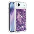 iPhone Air Glitter Quicksand TPU Cover - Lilla hjerter