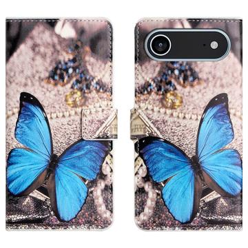 iPhone Air Style Series Pung Taske - Blå Sommerfugl