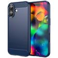 iPhone 17 Børstet TPU Cover - Karbonfiber - blå