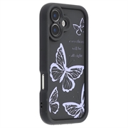iPhone 17 TPU-cover med Sommerfugleprint - Lilla / Sort
