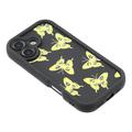 iPhone 17 TPU-cover med Sommerfugleprint - Gul / Sort