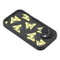 iPhone 17 TPU-cover med Sommerfugleprint - Gul / Sort