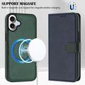 iPhone 17 aftageligt pungetui med MagSafe, RFID-beskyttelse og håndrem - blå / grøn