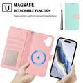 iPhone 17 aftageligt pungetui med MagSafe, RFID-beskyttelse og håndrem - Mynte / Pink