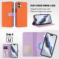iPhone 17 aftageligt pungetui med MagSafe, RFID-beskyttelse og håndrem - orange / lilla