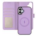iPhone 17 aftageligt pungetui med MagSafe, RFID-beskyttelse og håndrem - orange / lilla