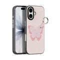 iPhone 17 Dux Ducis Luvy cover med fingerring/håndrem - lyserød / sommerfugl