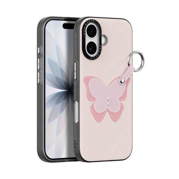 iPhone 17 Dux Ducis Luvy cover med fingerring/håndrem - lyserød / sommerfugl