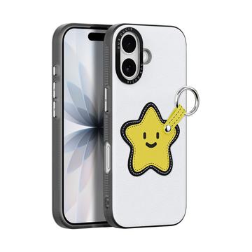 iPhone 17 Dux Ducis Luvy cover med fingerring/håndrem - hvid / stjerne