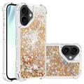 iPhone 17 Glitter Quicksand TPU Cover - Guldhjerter