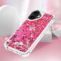 iPhone 17 Glitter Quicksand TPU Cover - Lyserøde hjerter