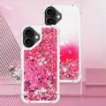 iPhone 17 Glitter Quicksand TPU Cover - Lyserøde hjerter