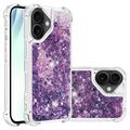 iPhone 17 Glitter Quicksand TPU Cover - Lilla hjerter