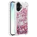 iPhone 17 Glitter Quicksand TPU Cover - Rosaguld hjerter