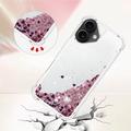 iPhone 17 Glitter Quicksand TPU Cover - Rosaguld hjerter