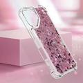 iPhone 17 Glitter Quicksand TPU Cover - Rosaguld hjerter