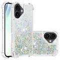 iPhone 17 Glitter Quicksand TPU Cover - Sølvhjerter