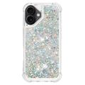 iPhone 17 Glitter Quicksand TPU Cover - Sølvhjerter