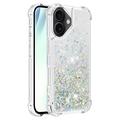 iPhone 17 Glitter Quicksand TPU Cover - Sølvhjerter