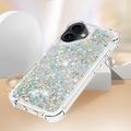 iPhone 17 Glitter Quicksand TPU Cover - Sølvhjerter