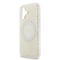 iPhone 17 Guess IML Flowers Allover Electro Cover med Perlestrop - MagSafe-kompatibel - Hvid