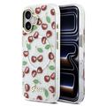 iPhone 17 Guess IML Glitter Cherry Hybrid Cover - MagSafe-kompatibelt - Gennemsigtigt