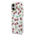 iPhone 17 Guess IML Glitter Cherry Hybrid Cover - MagSafe-kompatibelt - Gennemsigtigt