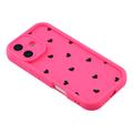 iPhone 17 stødsikkert TPU-cover med hjertemønster og forhøjede kanter - Hot Pink